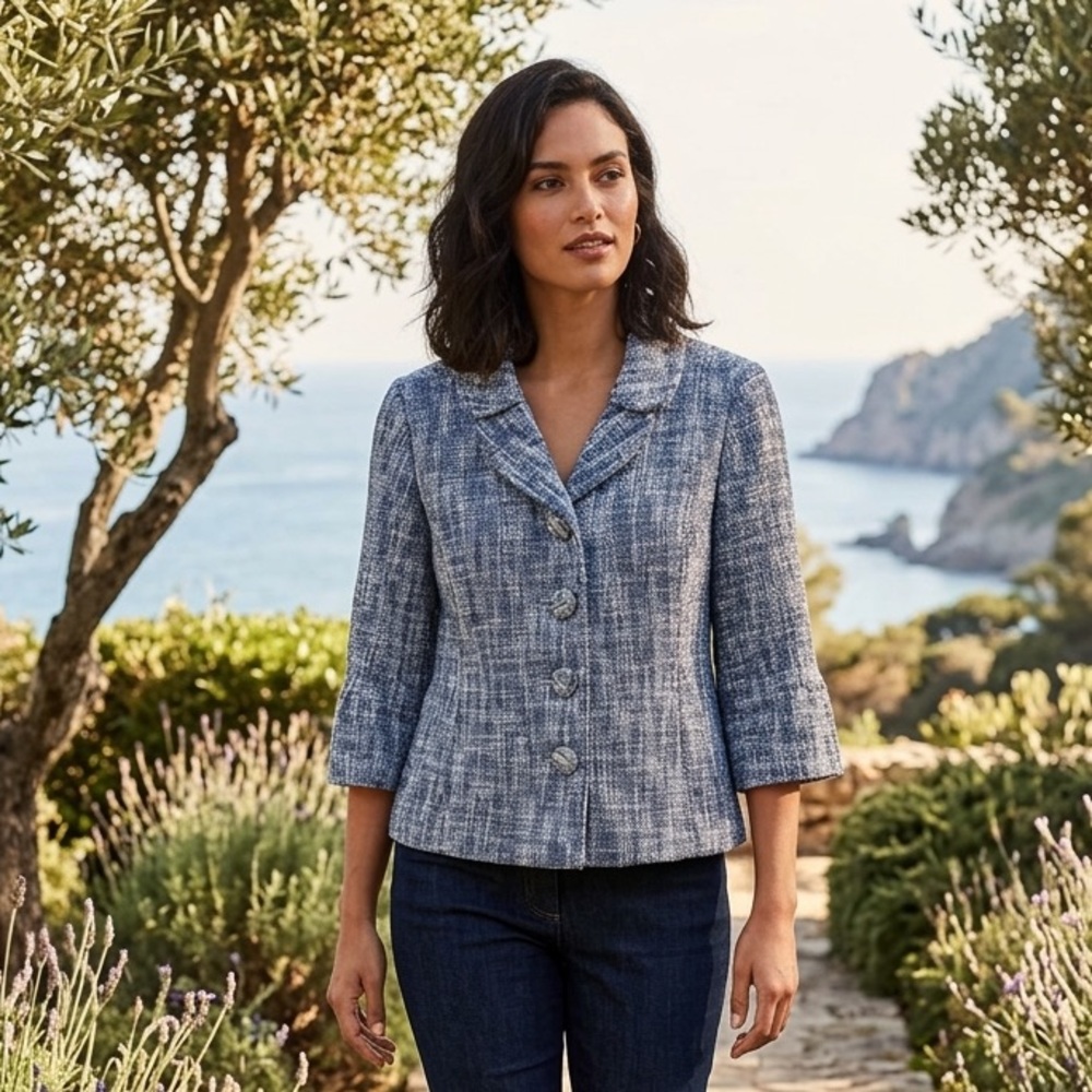 Merona Blue and White Women's Retro Style Jacket